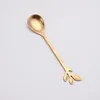 Dinnerware Sets Rose Gold Creative Stainless Steel Leaf Tableware Cake Dessert Coffee Spoon Fruit Steak Fork Home Western Restaurant