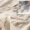 Camisas de blusas femininas Camisas de três quartos Camisa de algodão e linho de linho PLUS SIZER SIZER NA PRIMAÇÃO E LITERARY Retro bordado solto top casual 230302