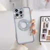 Bling Plating Glitter Diamond Clear Case With Camera Lens Protector Electropated Charm Logo Hole Hollow Out Transparent Cover för iPhone 14 13 12 11 Pro Max