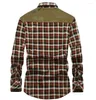 Männer Casual Hemden Herbst Winter Fleece-Shirt Männer Plaid Patchwork Langarm Camisa Masculina Military Blusa
