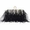 Women Fluffy Ostrich Feather Dress Purse Shoulder Wedding s Designer Chain Evening Party Clutch BagL230302