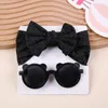 Accessoires pour cheveux bandeau pour enfants bébé été lunettes de soleil deux pièces arc Nylon élastique costume mignon chapeaux pour les filles