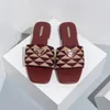 Wholesale Embroidered Fabric Slides Slippers Black Beige Multicolor Embroidery Mules Womens Home Flip Flops Casual Sandals Summer Leather Flat Slide Rubber