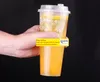 700ml24oz Cold Hot drinks Juice Cups Coffee Milky Tea Cups Thicken Disposable Transparent Plastic Drinks Cups with lid