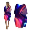 Casual Dresses Women Abstract Print Plus Size Long Sleeve Fashion Punk Woman Clothes Streetwear Oversized Ladies Clothing Female Dress