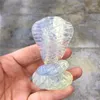 Dekorativa figurer Söta Opal Crystal Stone Snake Hand snidad djur Cobra Figuren Energifödelseshantverk Hemdekoration som gåva