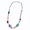 Halsband örhängen Set Stone Crystal Beads Colorful Natural Handmade Party Jewelry for Women Vintage Tillbehör Etniska