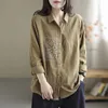 Women's Blouses Shirts Spring Autumn Arts Style Women Long Sleeve Loose Shirt Vintage Embroidery Cotton Linen Blouse Female Tops C596 230302