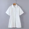 Party Dresses White Dress Short Sleeve Summer For Women 2023 Fashion Bodycon Mini Shirt Elegant Vintage Black
