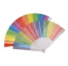 Pliage espagne arc-en-ciel fierté Festival Style ventilateur à main danse fête de mariage tissu pliant ventilateurs à main accessoires 100 pièces