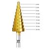 Professional Drill Bits 3 Pcs HSS Titanium Step Bit Set & 1 Automatic Center Punch