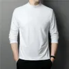 Camisolas masculinos da marca Coodrony Pure Color Mock Neck Sweater Men Rous