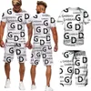 メンズトラックスーツラグジュアリー3D印刷特大の衣類TシャツショーツセットSTREETSWEARMEN TRACKSUIT MALE SET SUMMER BEACH 230228