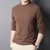 Camisolas masculinos da marca Coodrony Pure Color Mock Neck Sweater Men Rous