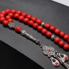 Strand Muslim Tasbih synthetische rote türkiser Islam Misbaha Großhandel handgefertigte Gebetsperlen 33 Stein arabischer Schmuck Rosenkranz Mesbaha