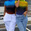 Frauen T Shirts Adogirl Tie Dye Patchwork Gestrickte Y2K Crop Top Frau Kurzarm Tank Casual Sommer Outfits Streetwear