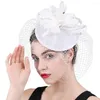 Coiffes Belle Maille Blanche De Mariage Chapeaux Mariée Mariage Chapeau Cap Sinamay Femmes Voiles Fascinator Chapeau Épingle À Cheveux Dames Casque