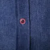 メンズTシャツ秋のメンズターンダウン襟長袖デニムシャツボタンアップティー格子縞のネックラインカフス男性カジュアルスリムフィットトップ