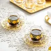 Mokken Glass Tea Cup Coffee Set Creatieve twee kopjes en borden Hoge temperatuurbestendige schattig schattig