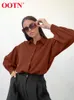 Women's Blouses Shirts OOTN Office Shirt Chiffon Long Sleeve Lapel All-Match Autumn Loose Elegant Button Casual Blouse Pleated Button Women Tops 230302