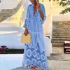 Юбки богемные женщины кружевные платье с кисточками 2023 Лето сексуально V шея сплошной с коротким рукавом Maxi Long Beach Play