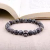 Brin Perlé Brins Crâne Série Perles Noires Bracelet Hématite Naturelle Gemmes Mode Tête Onyx Pierre Charme Hommes