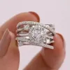 Роскошные обручальные кольца для женщин Fancy Cross Design Inlade Shiny Cz Stone Fashion Универсальный женский подарки для кольца