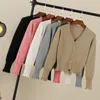 Damskie Dzienniki Koreańskie w stylu Koreańskie ubrane czarne ubranie z długim rękawem damski płaszcz Spring Jersey Knit Dams Cardigan Swater bluzki 230302