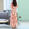 Casual Dresses Louvre Collar Floral Chiffon Dress A-Line With Button