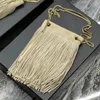 Grace Small Chain Bag in Leather and Suede Designer Luxury Chain Strap Cross Body Doubled Shoulder Magnetic Closure Handbag Embellshed Meta Tassel Purse