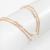 Choker IngeSight.Z Korean Double Layer Three Pearls Clavicle Chain Necklace For Women Elegant Exquisite Gold Color Link