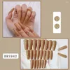 False Nails 24pcs Nail Tips Full Cover Crystal Glitter Gold DIY French Long Ballerina Fake