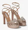 2024 Elegant Summer Celeste Sandals Shoes Женщины хрустально ввернутые кожаные полосы на высокие каблуки.