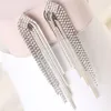 Boucles d'oreilles pendantes YFJEWE conception italienne Super-long strass gland pour les femmes argent chaîne goutte fête cadeau vente E097