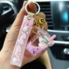 Boba Milk Tea Liquid KeyChains Car Accessories Keyring Key Charm Rabbit & Glitter Milk Tea Floating Liquid Acrylic Keycha