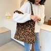 Evening Bags Fashion Women Corduroy Handbags Zebra Leopard Pattern Shoulder Bag Large Capacity Ladies Animal Tote Simple Top-handle BagsEven