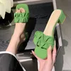 Slippers Summer For Women 2023 Novo salto verde coreano Slides com tendência de calcanhar Trend Outdoor Sandals elegantes tamanho 35-42 Y2302