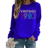 Damen Hoodies Sweatshirts Vintage 1983 gedrucktes Fleece Long Sleeve O Hals Lose Sweatshirt Girls Hoodie Pullovers Winter 230301