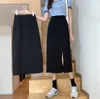 تنانير النساء الأسود الجانبين العالي العالي في Midi Skirt سيدات مسدود