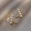 Ear Cuff JP19 S925 Silver Needle Korea Geometric Crossörhängen Diamond Pearl Ins Style Wild Wild Women 230301