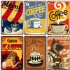 Coffee Poster Vintage Metal Tin Sign Retro Fresh and Hot Coffee Tea Plaque Wall Art Decor for Cafe Shop House Restaurant 30X20cm W03