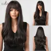 Synthetic Wigs Easihair Long Brown Synthetic Wigs Blonde Highlights Natural Wavy Hairs for Women with Bangs Daily Cosplay Heat Resistant 230227