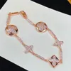 Golden Charm Sparkling Diamond Bracelet Designer Casual Jewelry Women Rose Gold Sier Flowers Bracelets