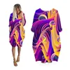 Casual Dresses Women Abstract Print Plus Size Long Sleeve Fashion Punk Woman Clothes Streetwear Oversized Ladies Clothing Female Dress