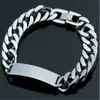 Länkarmbandkedja 8.66 "Hög polerad silverfärgningsarmband Rostfritt stål Mens ID Dubbel kubansk Curb Cool Men's JewelryLink