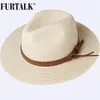 Sommerhut für Damen Herren Panama Stroh Strandhüte Fedora UV Sonnenschutz Capchapeau Femme T200715262O