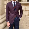 Herenpakken blazers Brits stijl mannen Italiaanse brede kraag veelzijdige slanke blazer hombre pak chaqueta prom vintage bordeaux