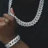 20MM Men Hip Hop Prong Cuban Link Chain Necklace Bling Iced Out 2 Row Rhinestone Paved Miami Rhombus Cuban Necklaces Jewelry 22inch