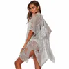 Sarongs Black/White Handwork Lace Cover Up Beach Woman Sexy Hollow Out Summer Dress Women 2023 XXL Plus Size Vintage Pareo