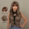 Synthetic Wigs Easihair Brown Ombre Long Wavy Synthetic Wigs with Highlight Natural Wig for Women Daily Cosplay Bangs Heat Resistant 230227